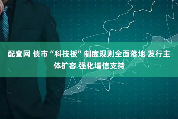 配查网 债市“科技板”制度规则全面落地 发行主体扩容 强化增信支持